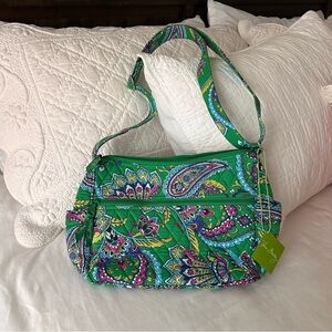 Vera Bradley On The Go Emerald Green Paisley Shoulder Bag